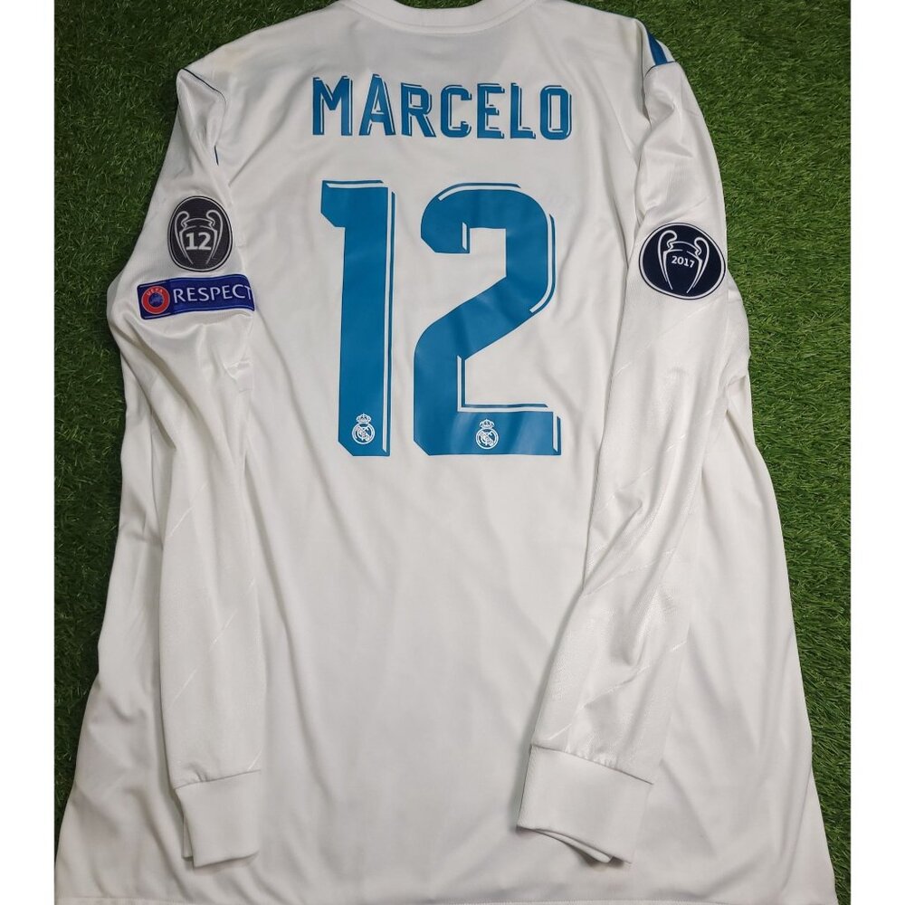 Marcelo Real Madrid 2017 2018 UEFA FINAL Long Sleeve Soccer Jersey Shirt XL